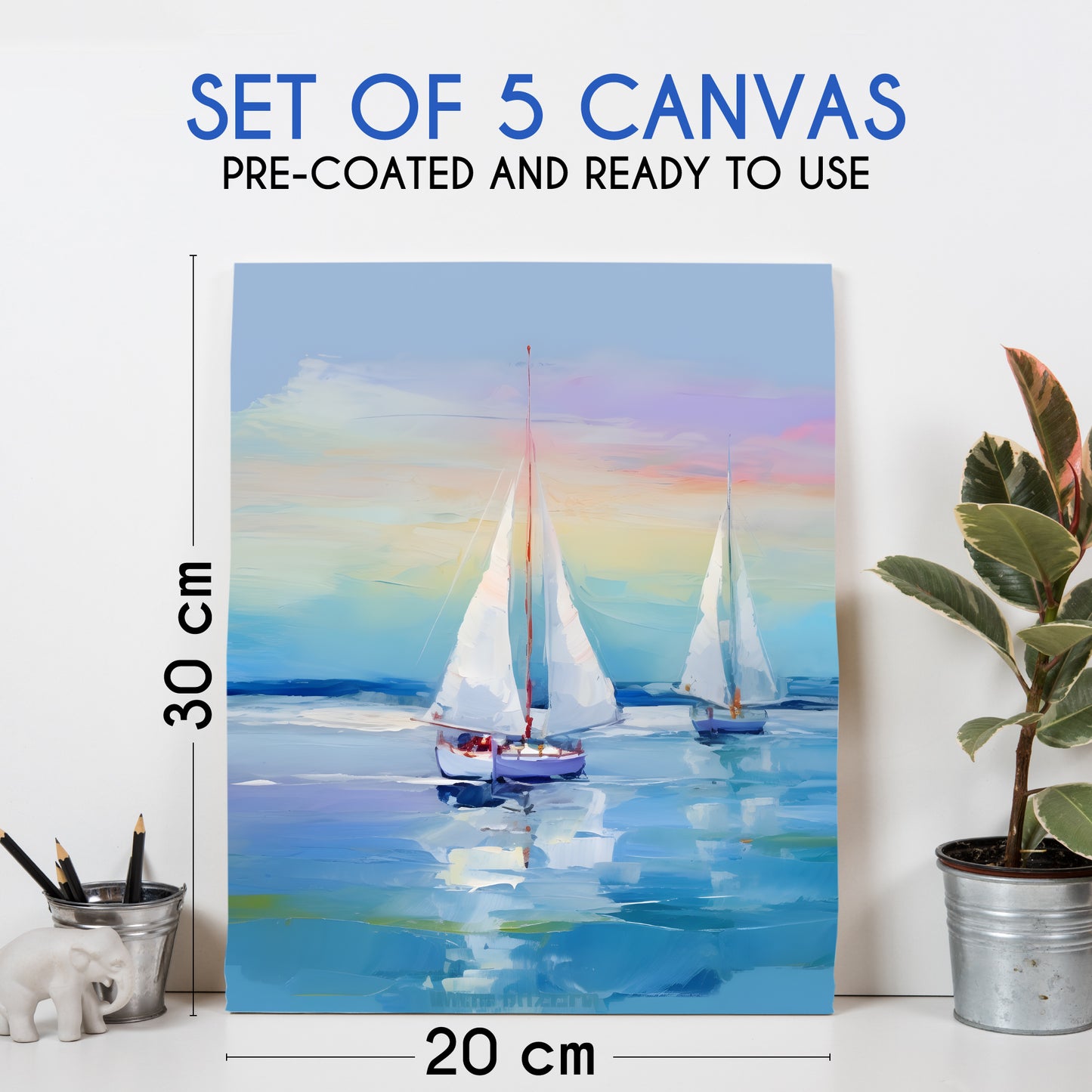 5 lienzos de pintura (20 x 20 cm)