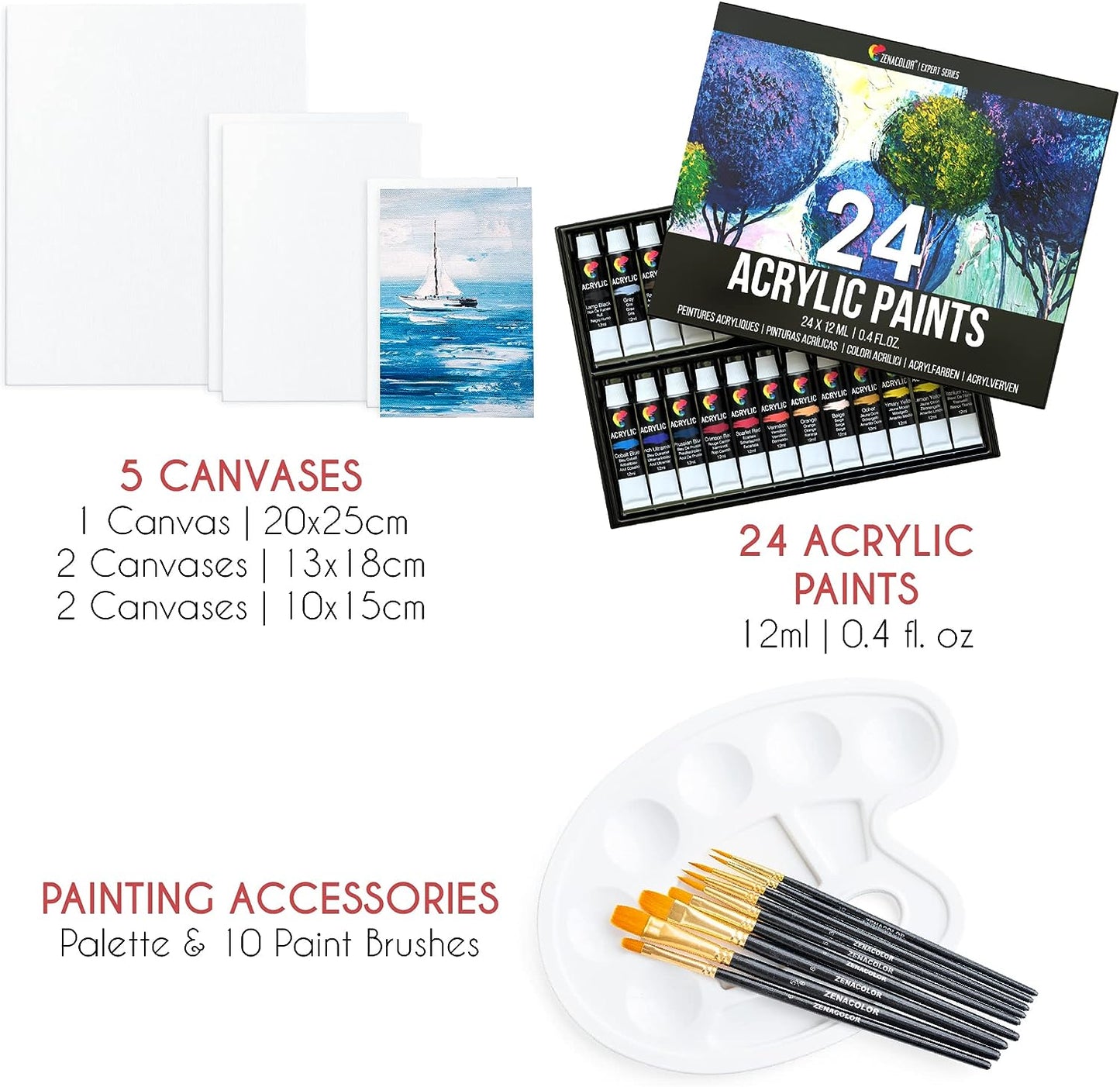 Kit de Peinture Acrylique 40 pièces (12ml)