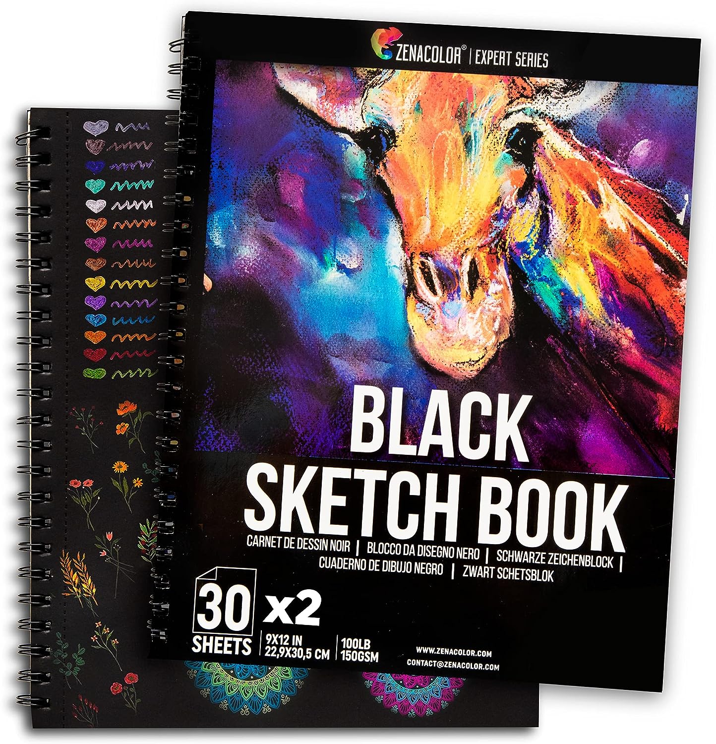 Cuaderno de bocetos negro (juego de 2)