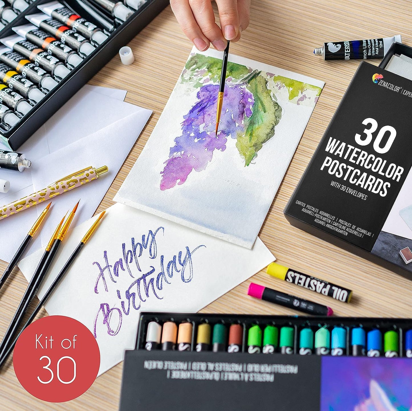 30 cartes postales papier aquarelle