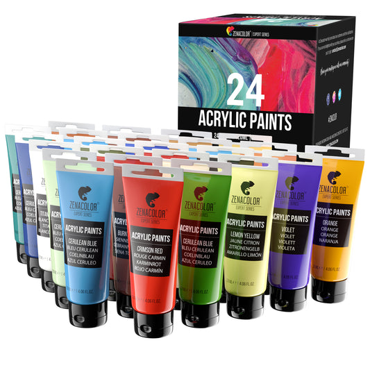 24 tubos de pintura acrílica (120 ml)