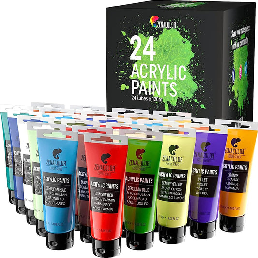 24 Tubes of Acrylic Paints (120ml)