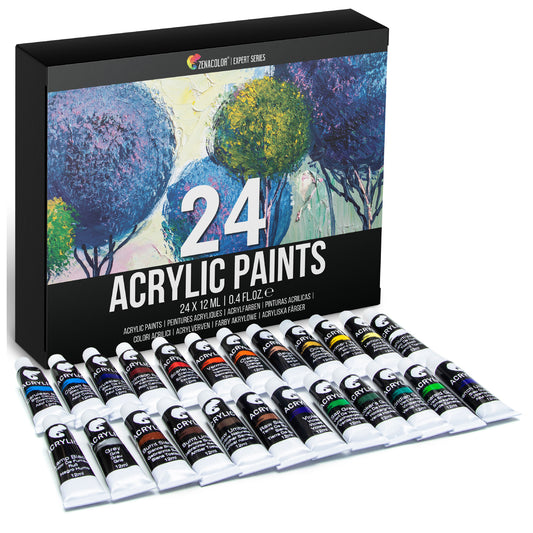 24 Tubes de Peintures Acrylique (12 ml)