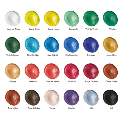 24 tubos de pintura acrílica (120 ml)