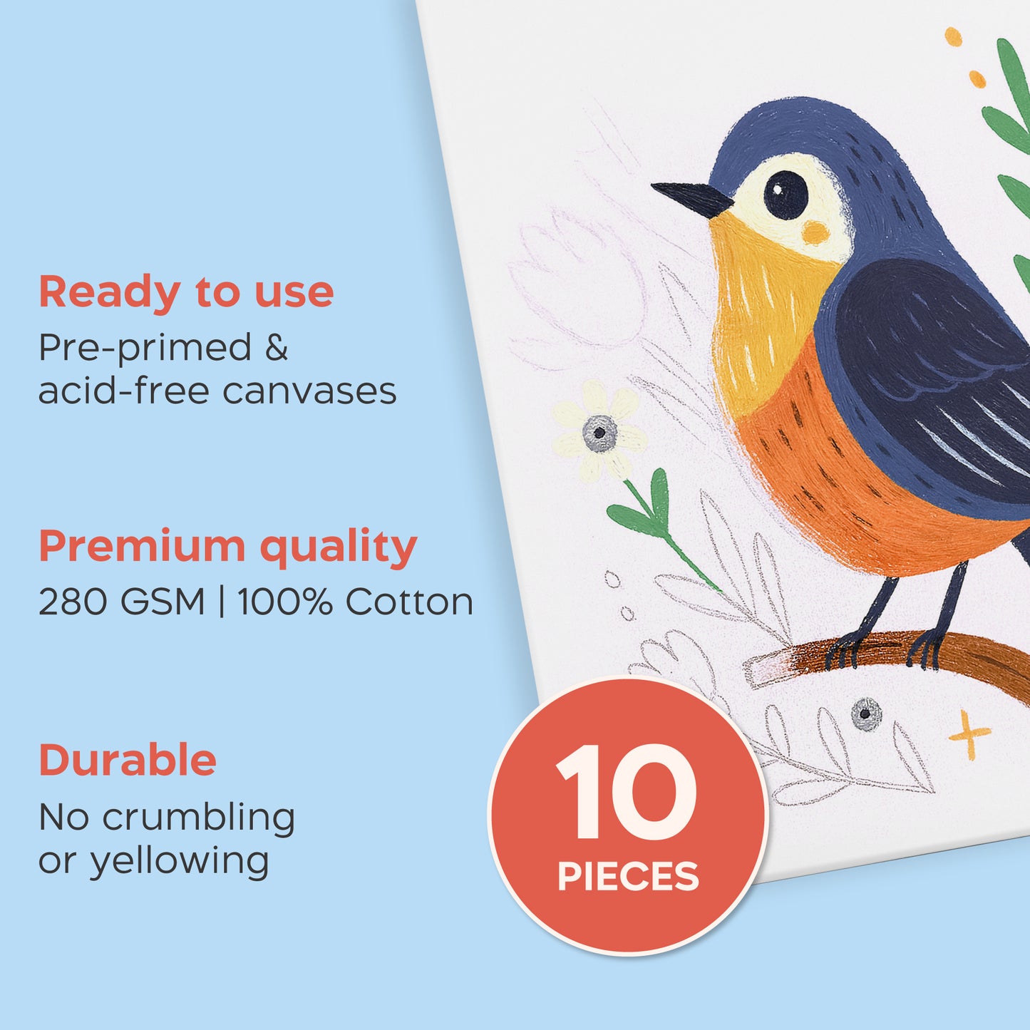Set of 10 Canvas Board (20x20 cm)